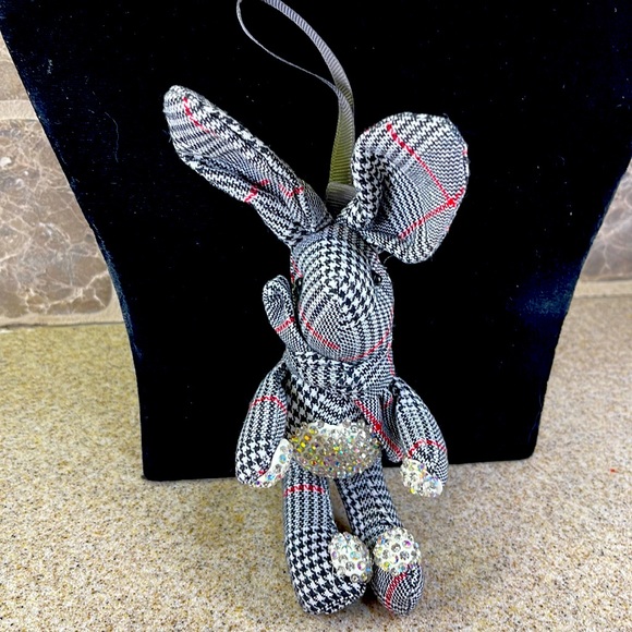 Other - HOUNDSTOOTH BUNNY!  BLACK/WHITE/STRIPE OF RED & RHINESTONES